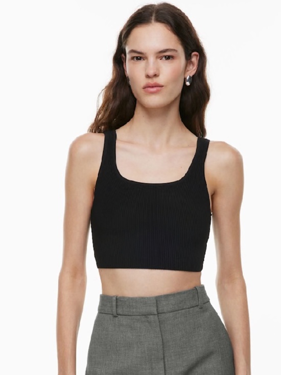 Babaton Tops - Artizia Babaton Sculpt Knit Squareneck Black Cropped Tank